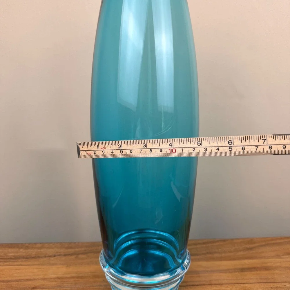 Marquis by Waterford Markham Teal Blue Glass Vase 16 Inch Tapered Centerpiece
